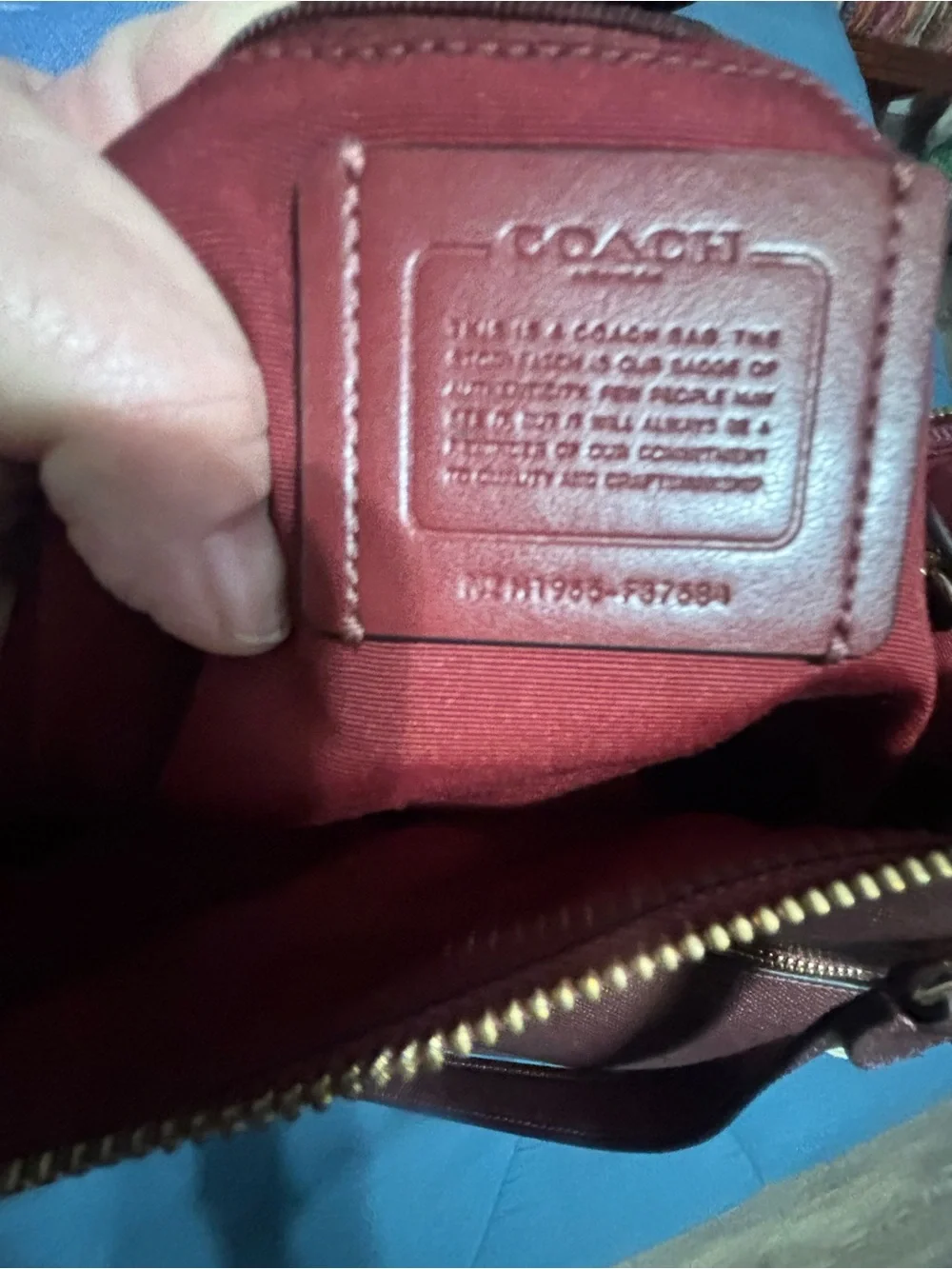 Coach Metallic Burgundy Zip-Front Tote